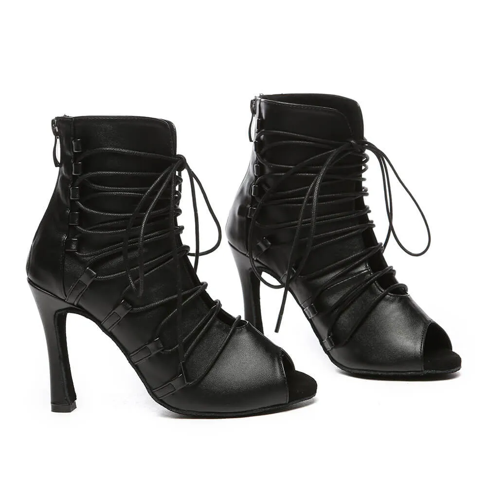 Women's Leather Lace Up Dance Boots