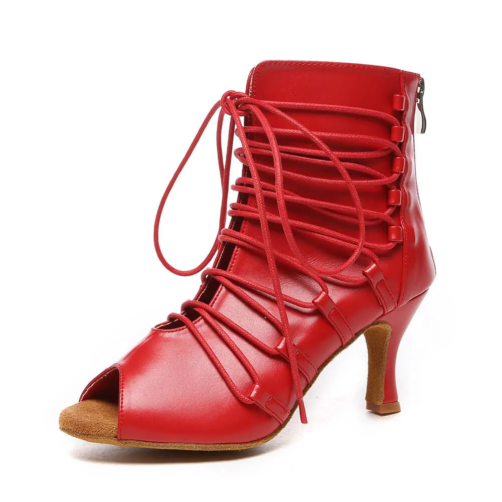 Women's Leather Lace Up Dance Boots