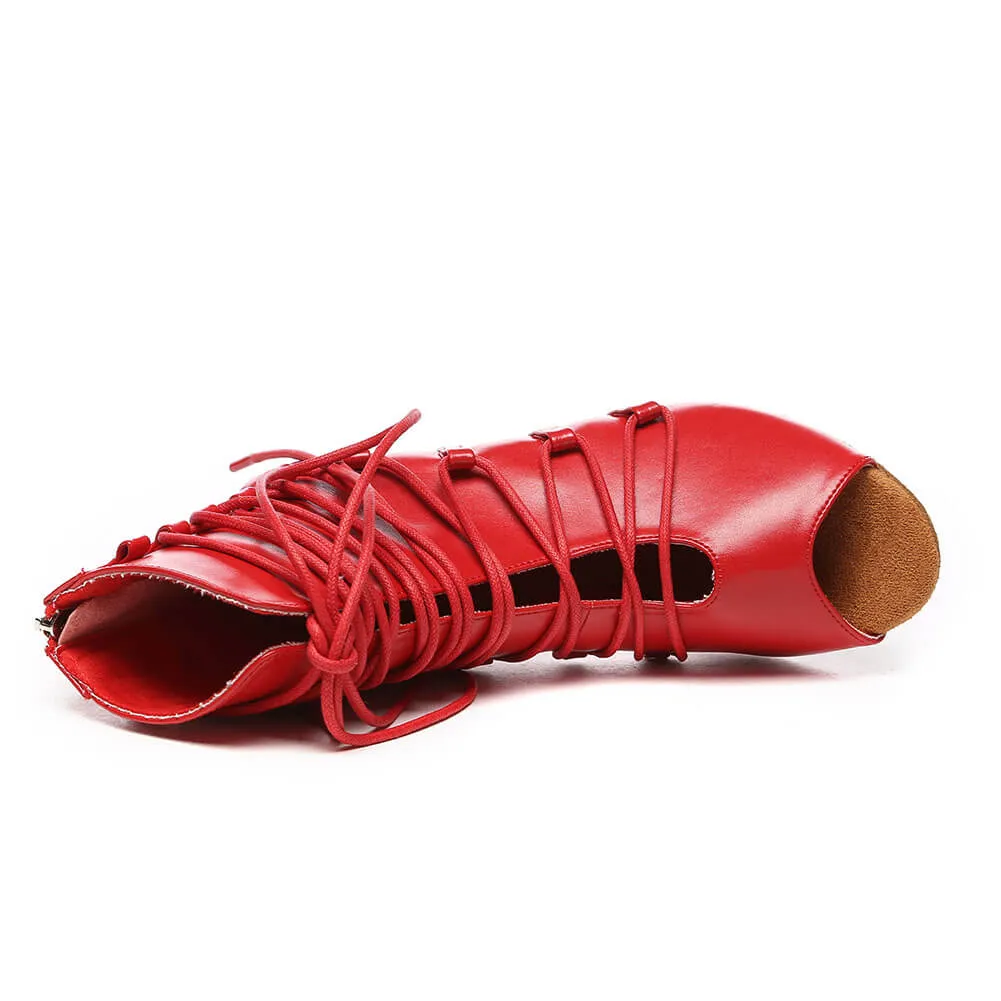 Women's Leather Lace Up Dance Boots