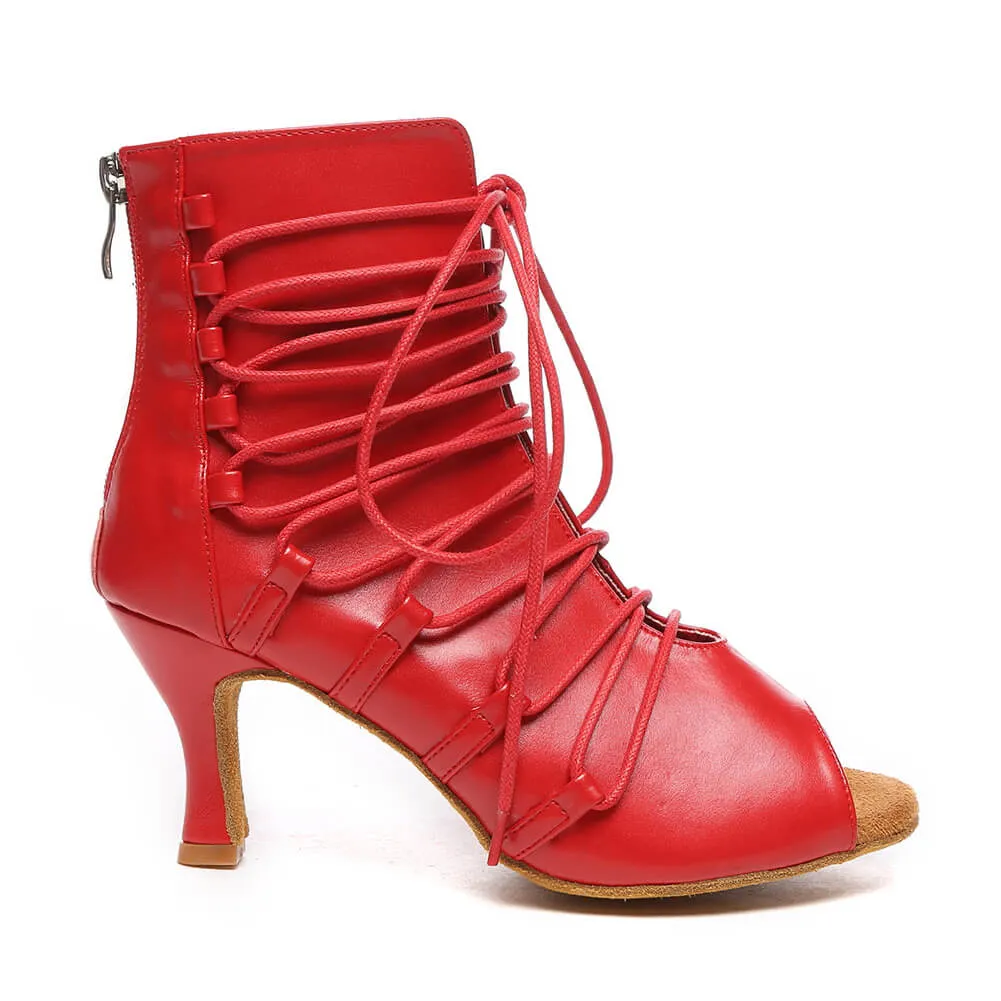 Women's Leather Lace Up Dance Boots