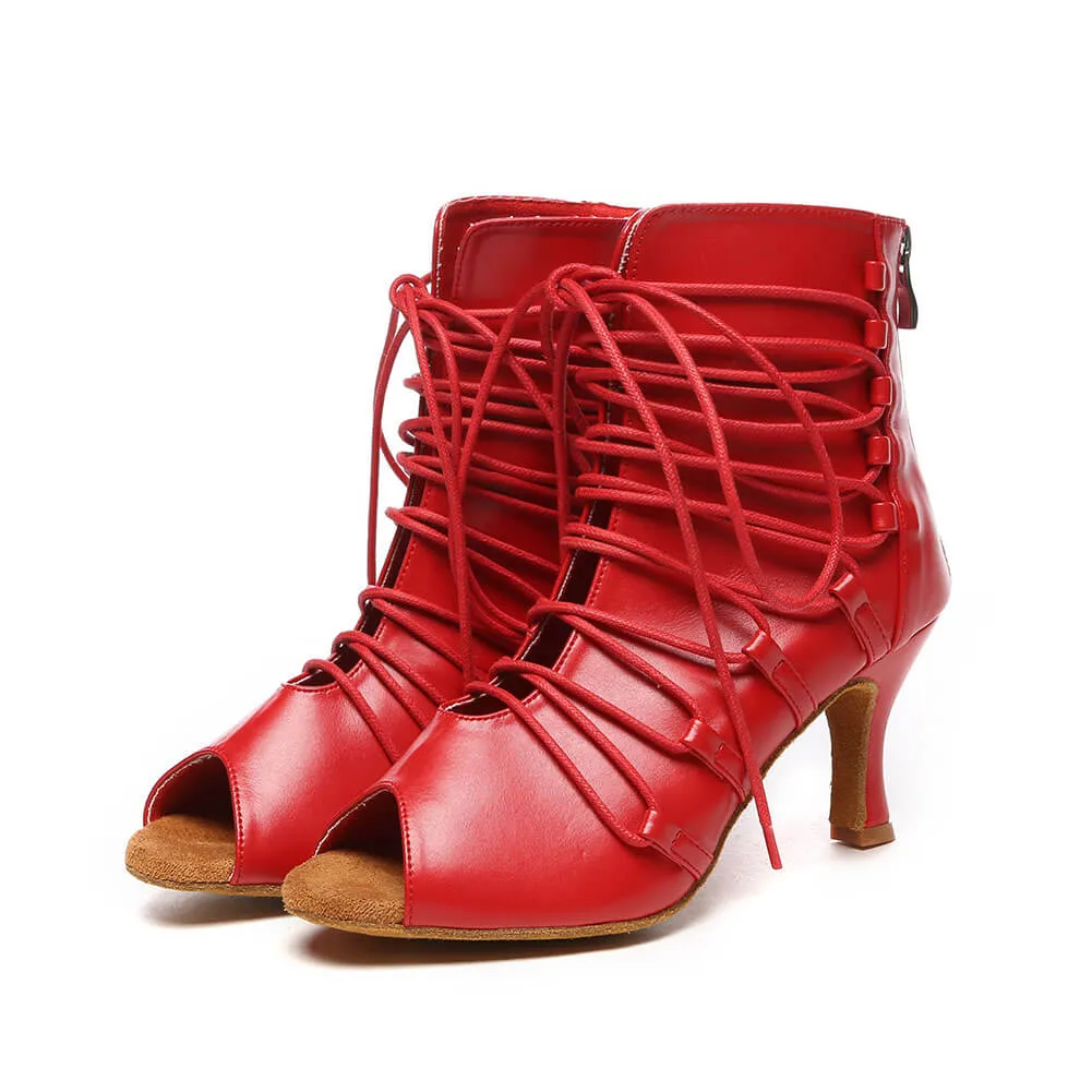 Women's Leather Lace Up Dance Boots
