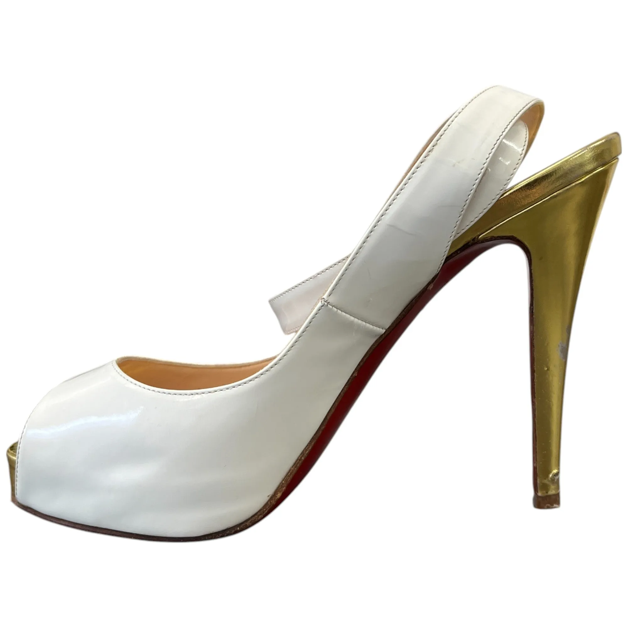 Women's Peep Toe Ankle Strap Heels White Size EU 38 / UK 5