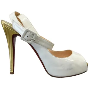 Women's Peep Toe Ankle Strap Heels White Size EU 38 / UK 5