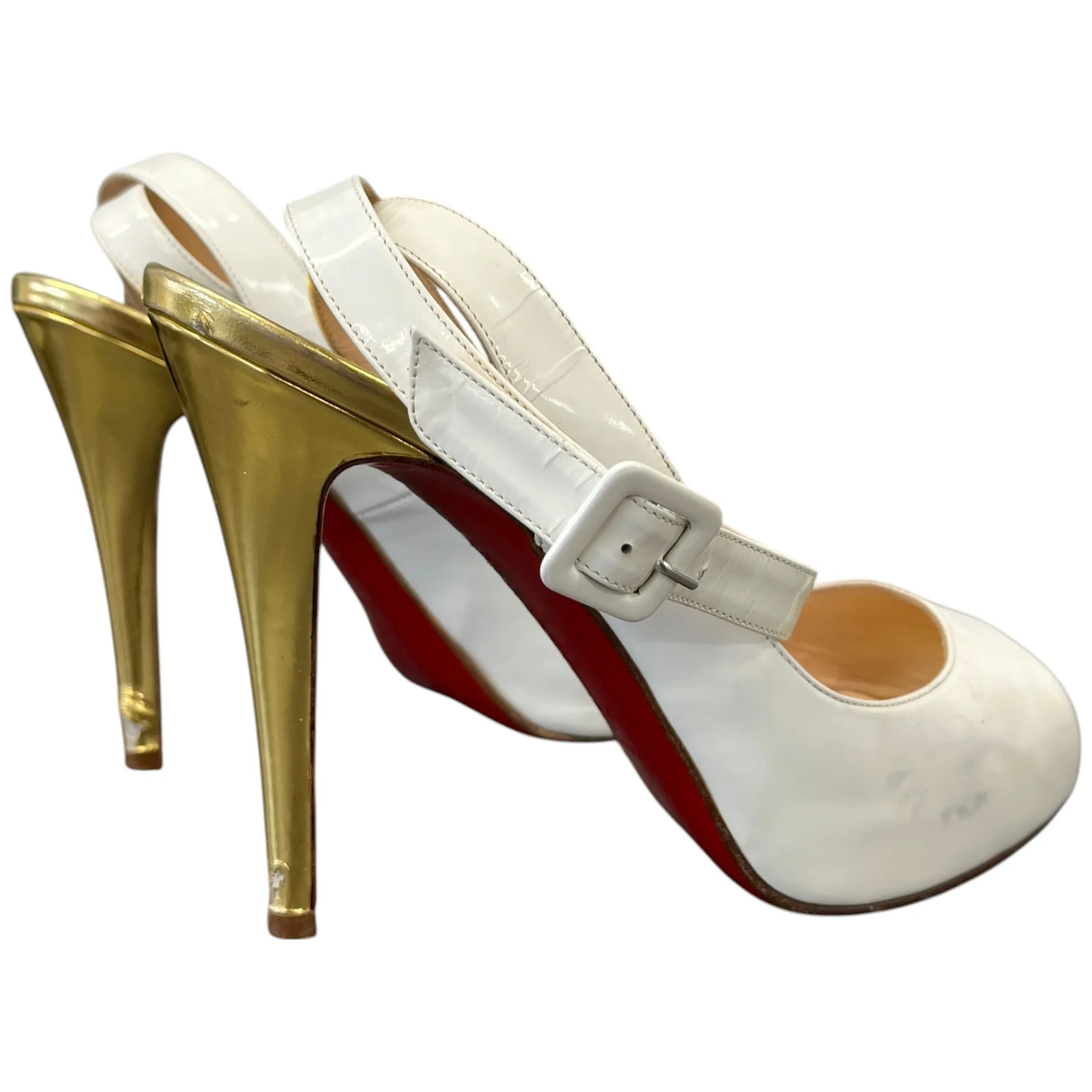 Women's Peep Toe Ankle Strap Heels White Size EU 38 / UK 5