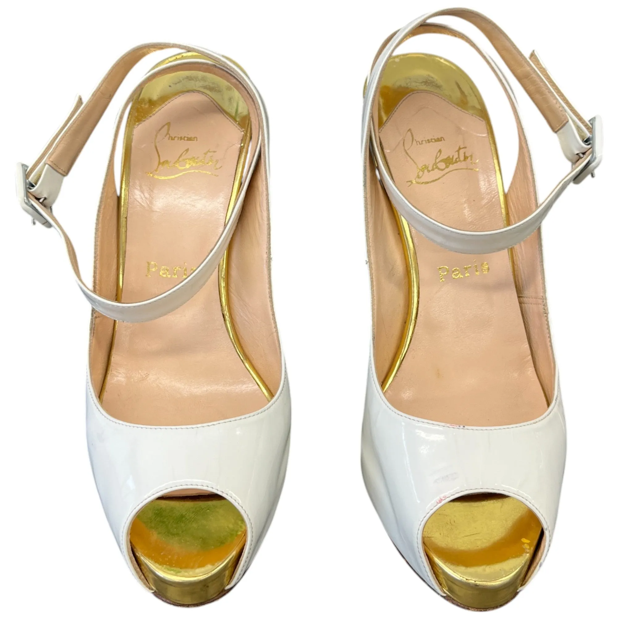 Women's Peep Toe Ankle Strap Heels White Size EU 38 / UK 5