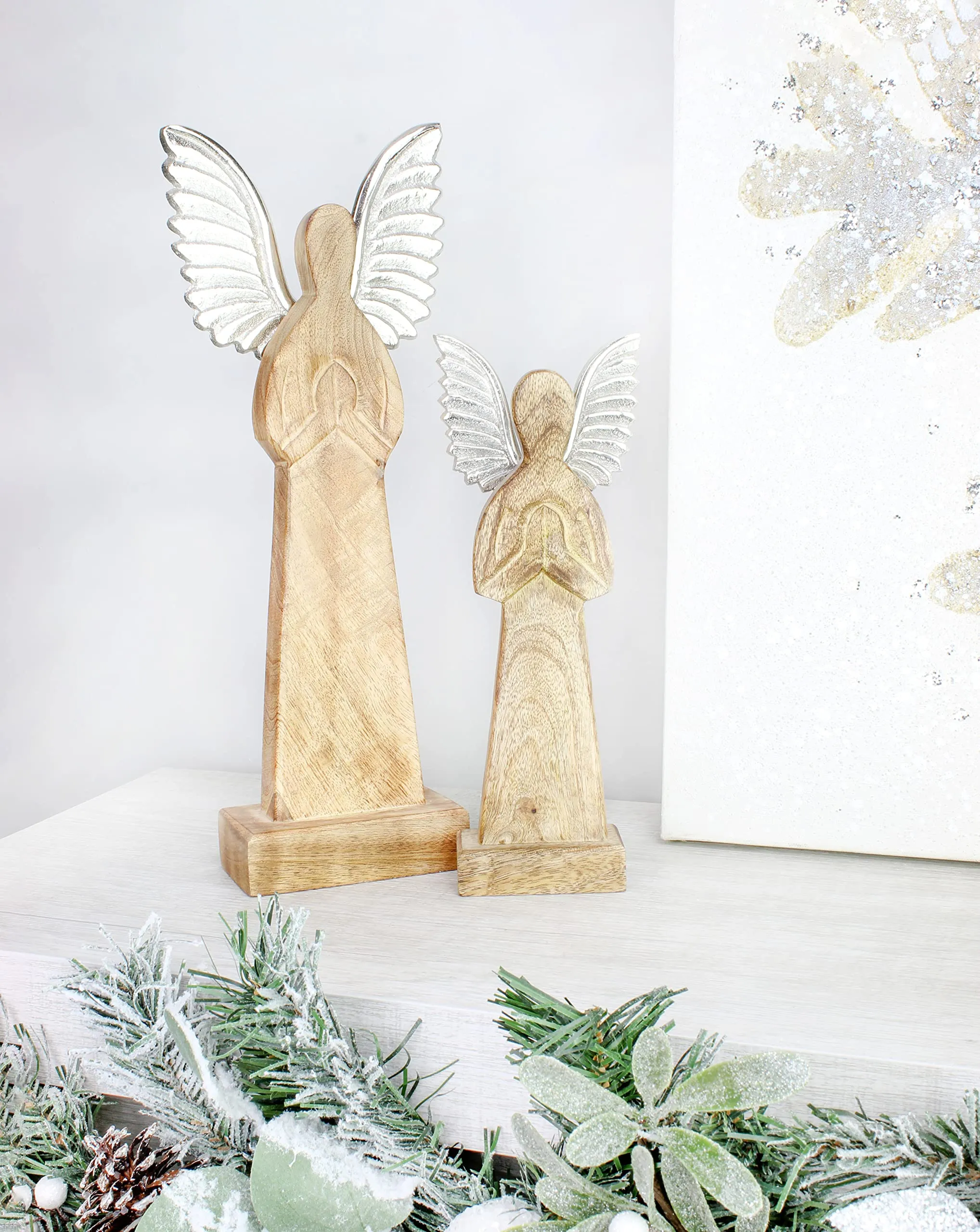 Wooden Angel Christmas Statues