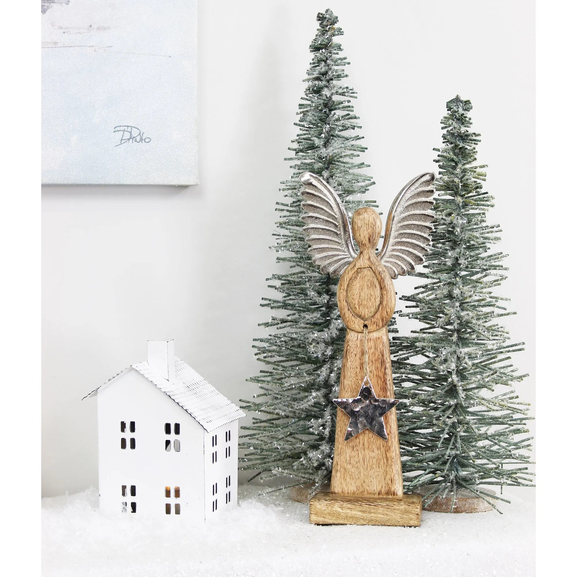 Wooden Angel Christmas Statues