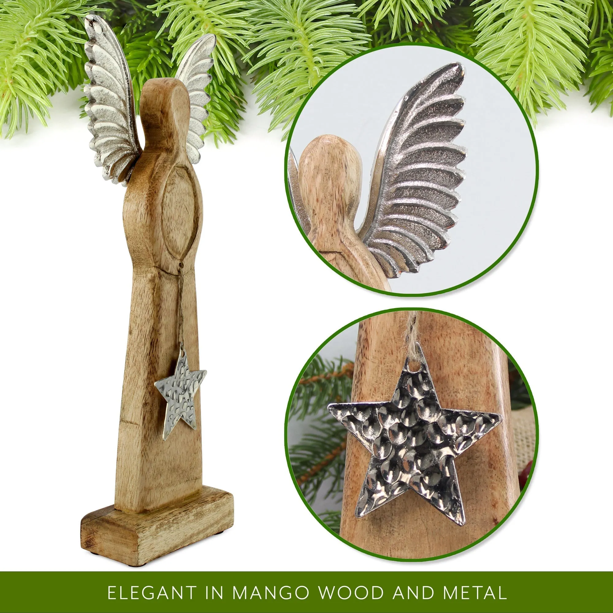 Wooden Angel Christmas Statues