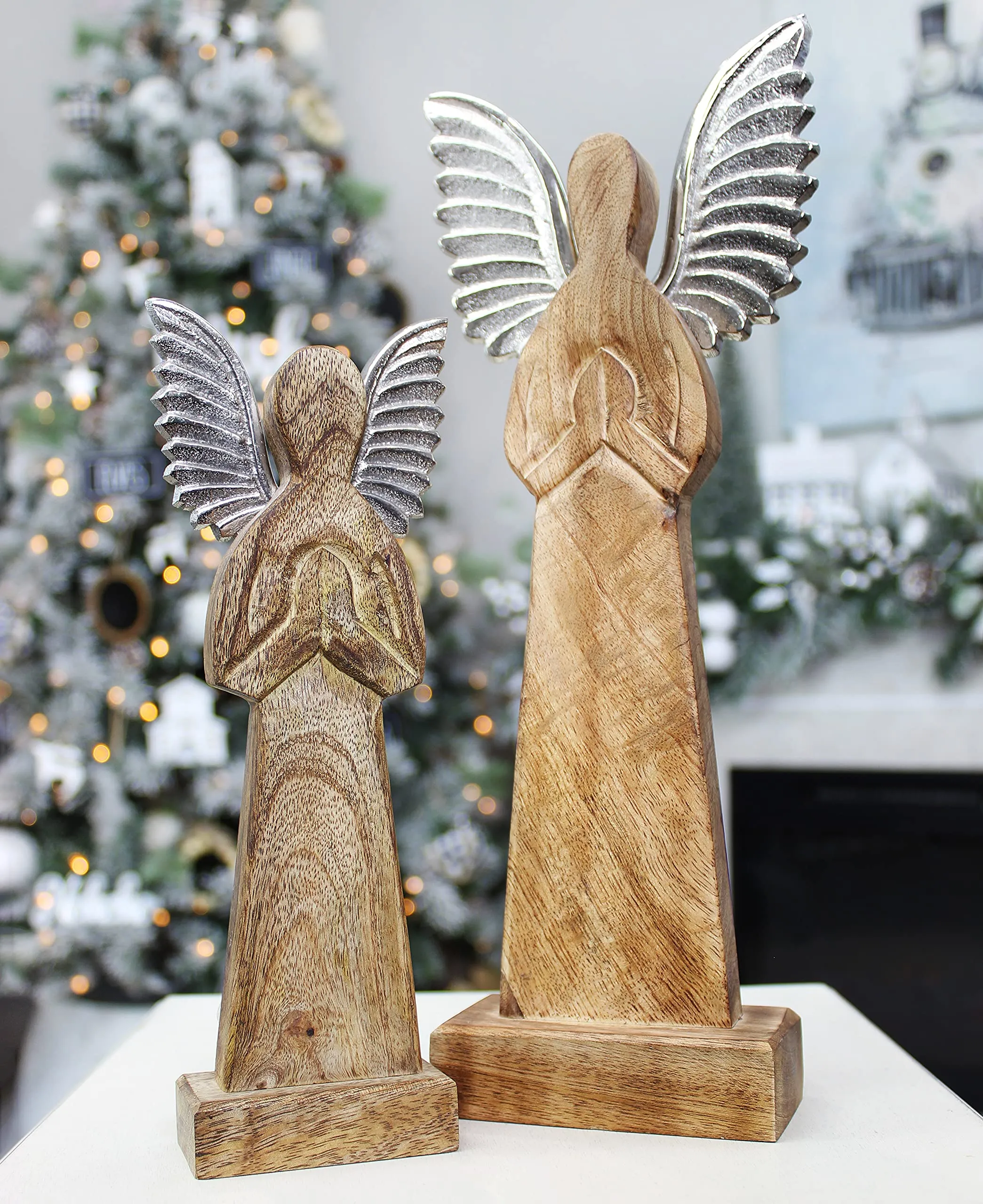 Wooden Angel Christmas Statues